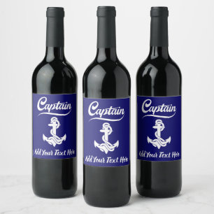 Etiqueta Para Botella De Vino Diseño Náutico Ancla Barco de Vela Capitán