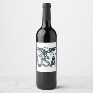 Etiqueta Para Botella De Vino Diseño patriótico del águila de EE.UU. - Estrellas