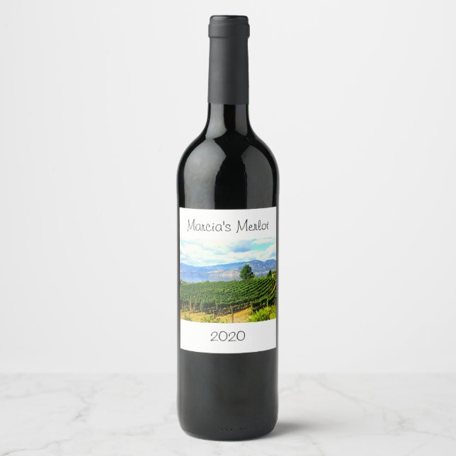 Etiqueta Para Botella De Vino Diseño personalizado de etiqueta de vino de viñedo (Anverso)