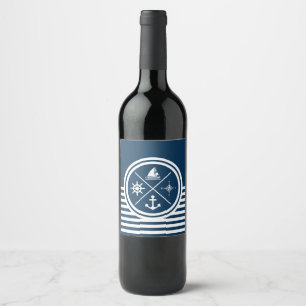Etiqueta Para Botella De Vino Diseño temático náutico