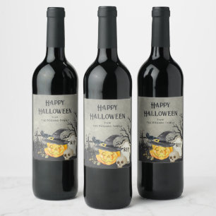 Etiqueta Para Botella De Vino Disfraces espeluznantes y cócteles de Halloween