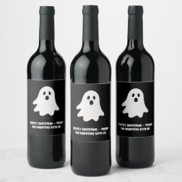 Etiqueta Para Botella De Vino Disfraz de Halloween Blanco Juguetón Fantasma Fies