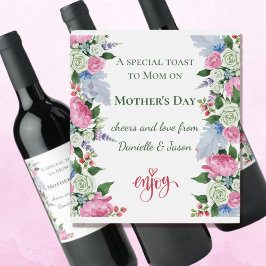 Etiqueta Para Botella De Vino Disfrute de la etiqueta de vino de rosas blancas d