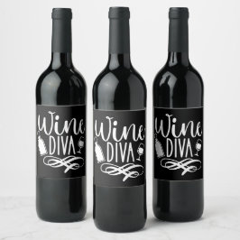 Etiqueta Para Botella De Vino Diva del vino linda Divertida  