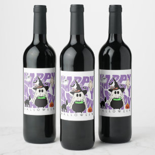 Etiqueta Para Botella De Vino Diversión de Taveo   Feliz Halloween Magic & Misch