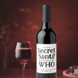 Etiqueta Para Botella De Vino Diversión Secreto Santa Divertido Chiste Sombrero 
