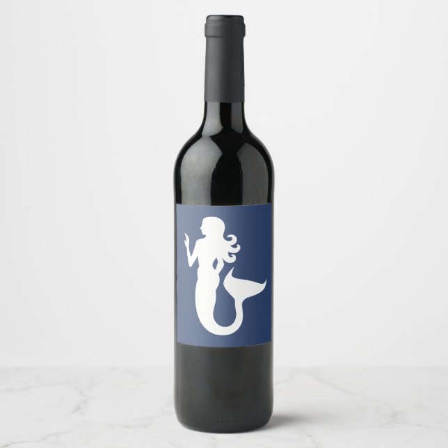 Etiqueta Para Botella De Vino divertida temática náutica de MERMAID (Anverso)