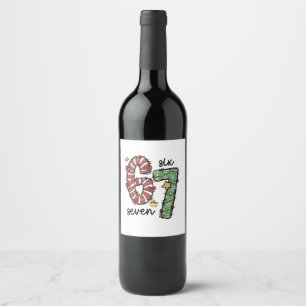 Etiqueta Para Botella De Vino Divertido 6 7 Santa Squad Sesenta y Siete Navidad