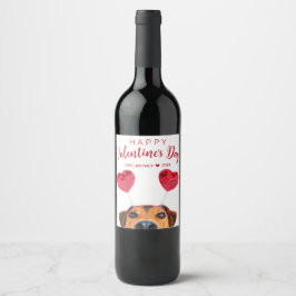 Etiqueta Para Botella De Vino Divertido El día de San Valentín Cute Perro Corazó