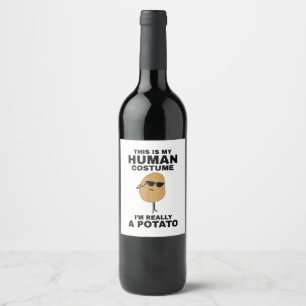 Etiqueta Para Botella De Vino Divertido, este es mi disfraz humano, en realidad