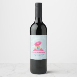 Etiqueta Para Botella De Vino Divertido Fiesta de la piscina de verano acuarela