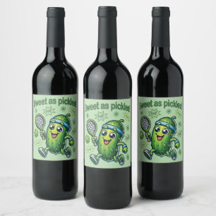 Etiqueta Para Botella De Vino Divertido Lindo Dulce como los Pickles Pickleball