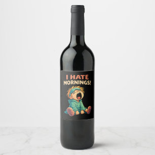Etiqueta Para Botella De Vino Divertido Odio las Mañanas Soñoliento