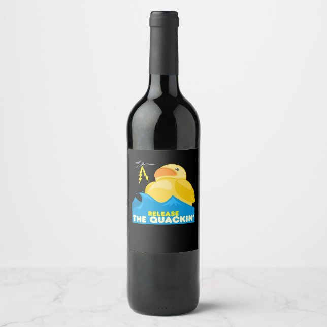 Etiqueta Para Botella De Vino Divertido pato (Anverso)