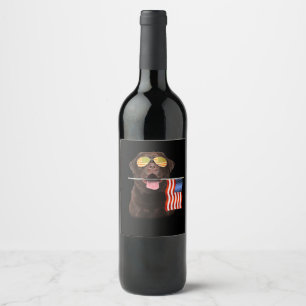 Etiqueta Para Botella De Vino Dog Lover Chocolate Labrador Bandera estadounide