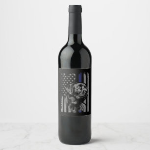 Etiqueta Para Botella De Vino Dog Lover Línea delgada de la bandera norteameri