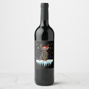 Etiqueta Para Botella De Vino Dog Lover   Luz de los Navidades de chocolate Labr