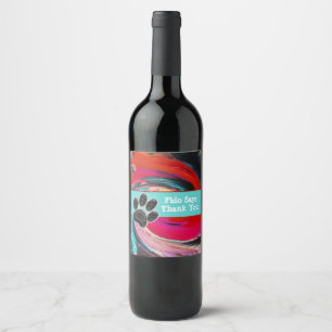 Etiqueta Para Botella De Vino Dog Walker Swirled Tie Dye Mascota Sitter Gracias