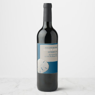 Etiqueta Para Botella De Vino Dólar de arena, Boda de Playa Azul del Océano