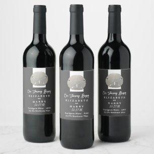 Etiqueta Para Botella De Vino Dólar de arena solitaria - Gris carbonero - Boda e