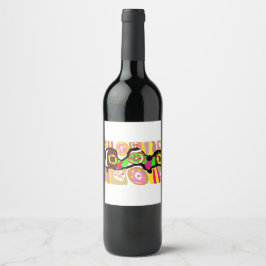 Etiqueta Para Botella De Vino Donas divertidas