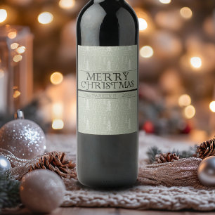 Etiqueta Para Botella De Vino Doodles de Boho sage green Merry Christmas