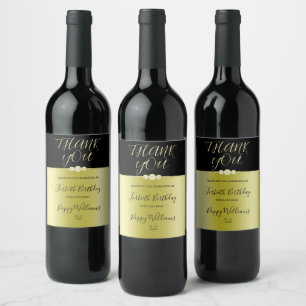 Etiqueta Para Botella De Vino Dorado y diamantes elegantes y negros 40 cumpleaño