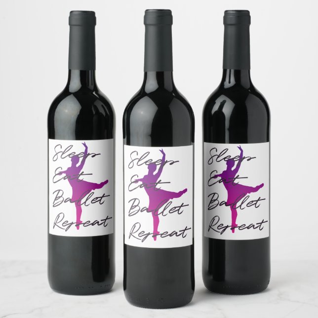 Etiqueta Para Botella De Vino Dormir, comer, ballet, repetir (Botellas)