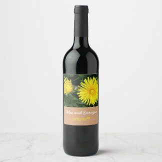 Etiqueta Para Botella De Vino Dos Bodas personalizados de Dandelions
