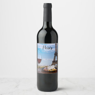 Etiqueta Para Botella De Vino Dos copas de vino en un café en París