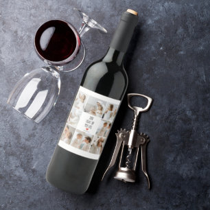 Etiqueta Para Botella De Vino Dos fotos   Feliz Día de San Valentín   Cita román