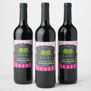 Etiqueta Para Botella De Vino Dos Guisantes en una Vaina Gemelas Niñas Baño de B