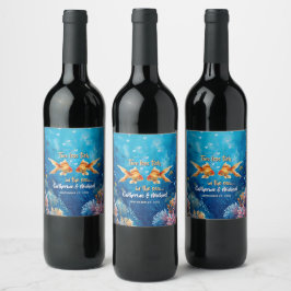 Etiqueta Para Botella De Vino Dos Menos Peces En El Mar Boda Submarina