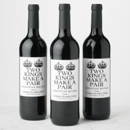 Etiqueta Para Botella De Vino Dos Reyes Forman Una Pareja Boda Gay