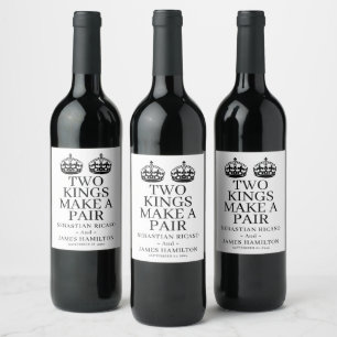 Etiqueta Para Botella De Vino Dos Reyes Forman Una Pareja Boda Gay