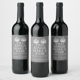Etiqueta Para Botella De Vino Dos Reyes Hacen Un Boda Gay Pareja