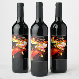 Etiqueta Para Botella De Vino Dragón de Fuego Zhulong