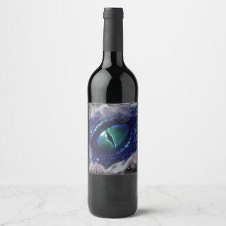 Etiqueta Para Botella De Vino Dragón medieval gótico azul Glam Ink