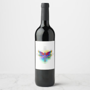 Etiqueta Para Botella De Vino Dragón poligonal arcoiris