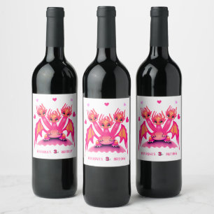 Etiqueta Para Botella De Vino Dragón rosa