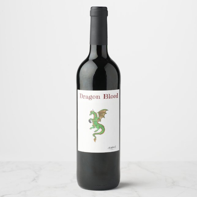 Etiqueta Para Botella De Vino Dragon Sangre Yin Yang divertido amor lindo Rinbow (Anverso)