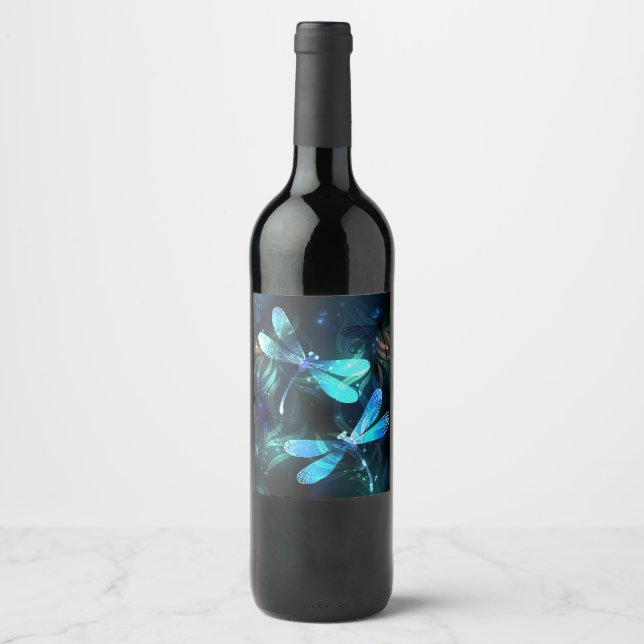 Etiqueta Para Botella De Vino Dragonflies (Anverso)