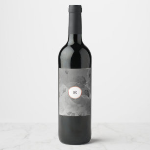 Etiqueta Para Botella De Vino Dramático Ambiente Boho Floral Rosa Dorado Gris Bo