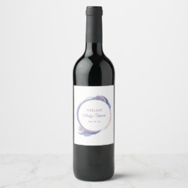 Etiqueta Para Botella De Vino Ducha de bebé abstracta con acuarela de lavanda