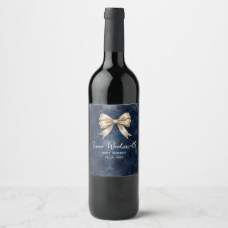 Etiqueta Para Botella De Vino Ducha de Bebé Cielo Nocturno Azul Marino Lavado co