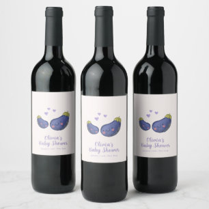 Etiqueta Para Botella De Vino Ducha de bebé de berenjena morada corazón pequeño