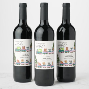 Etiqueta Para Botella De Vino Ducha de bebé del tren Choo Choo Safari Salvaje Ca