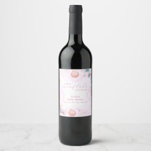 Etiqueta Para Botella De Vino Ducha de bebé floral de copo de nieve de invierno