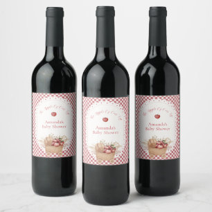 Etiqueta Para Botella De Vino Ducha de bebé Manzana de Nuestros Ojos Boho Gingha