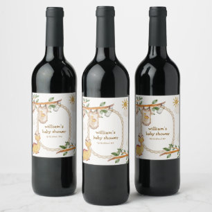 Etiqueta Para Botella De Vino Ducha de bebé niño ropa de dinosaurio selva rústic